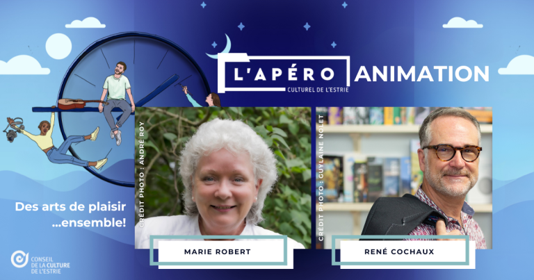 Marie Robert et René Cochaux à l'animation de L'Apéro culturel 2024 du Conseil de la culture de l'Estrie